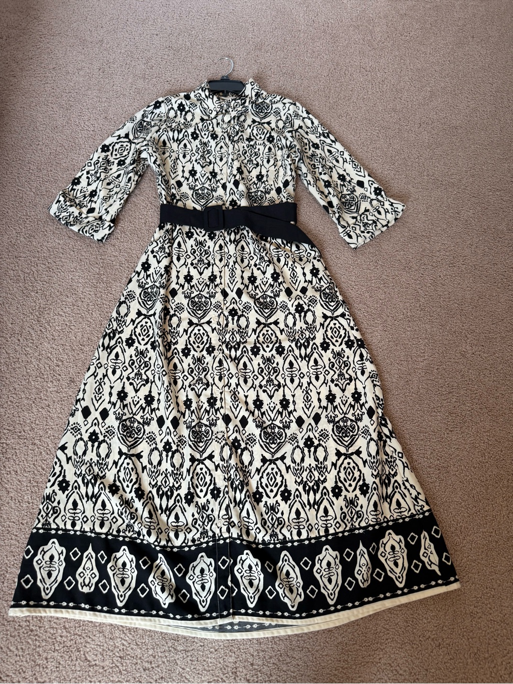 Sincerely Jules Black & White Printed Maxi Dress With Belt